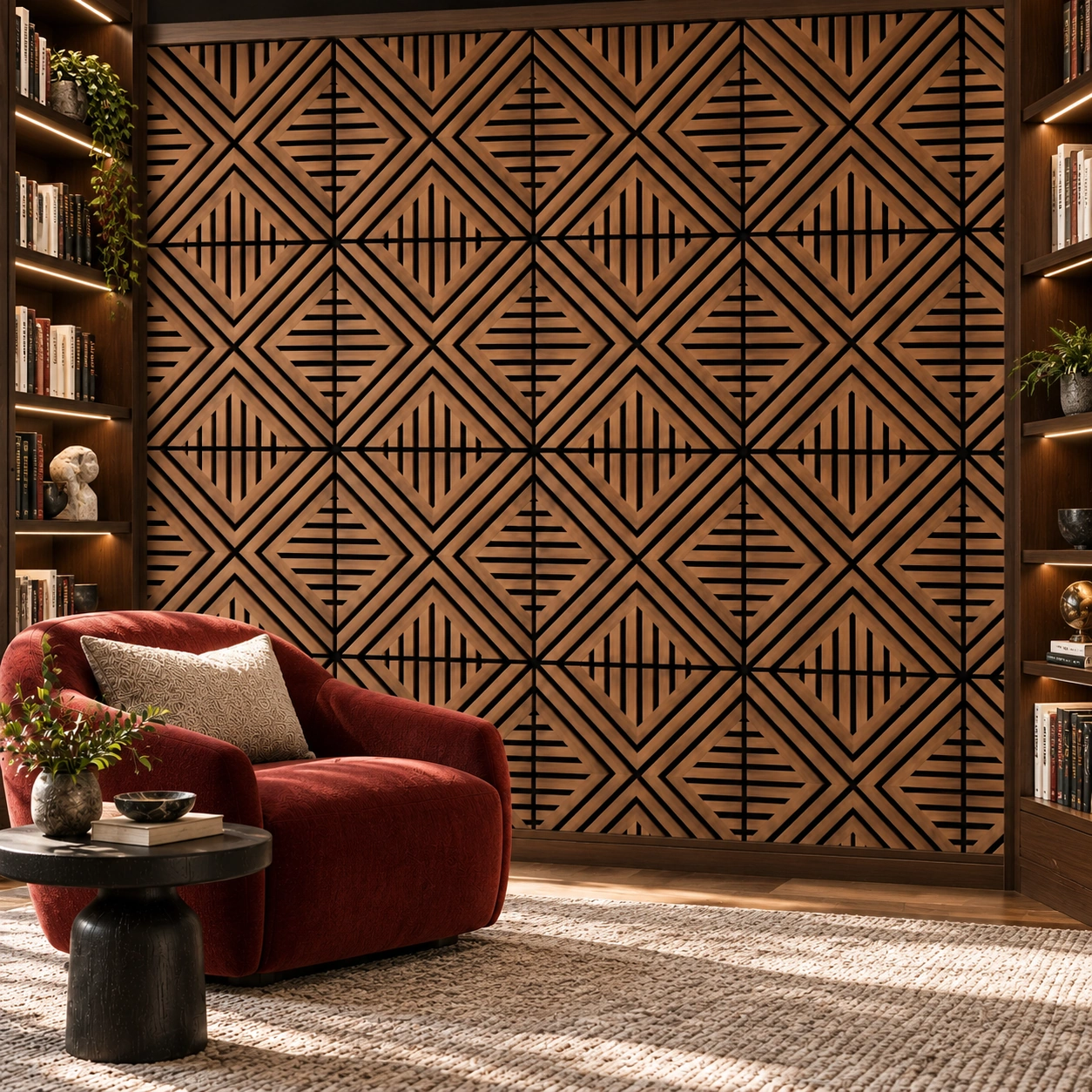 Square Tile Acoustic Wall Panel - Walnut PM1-9 project 2