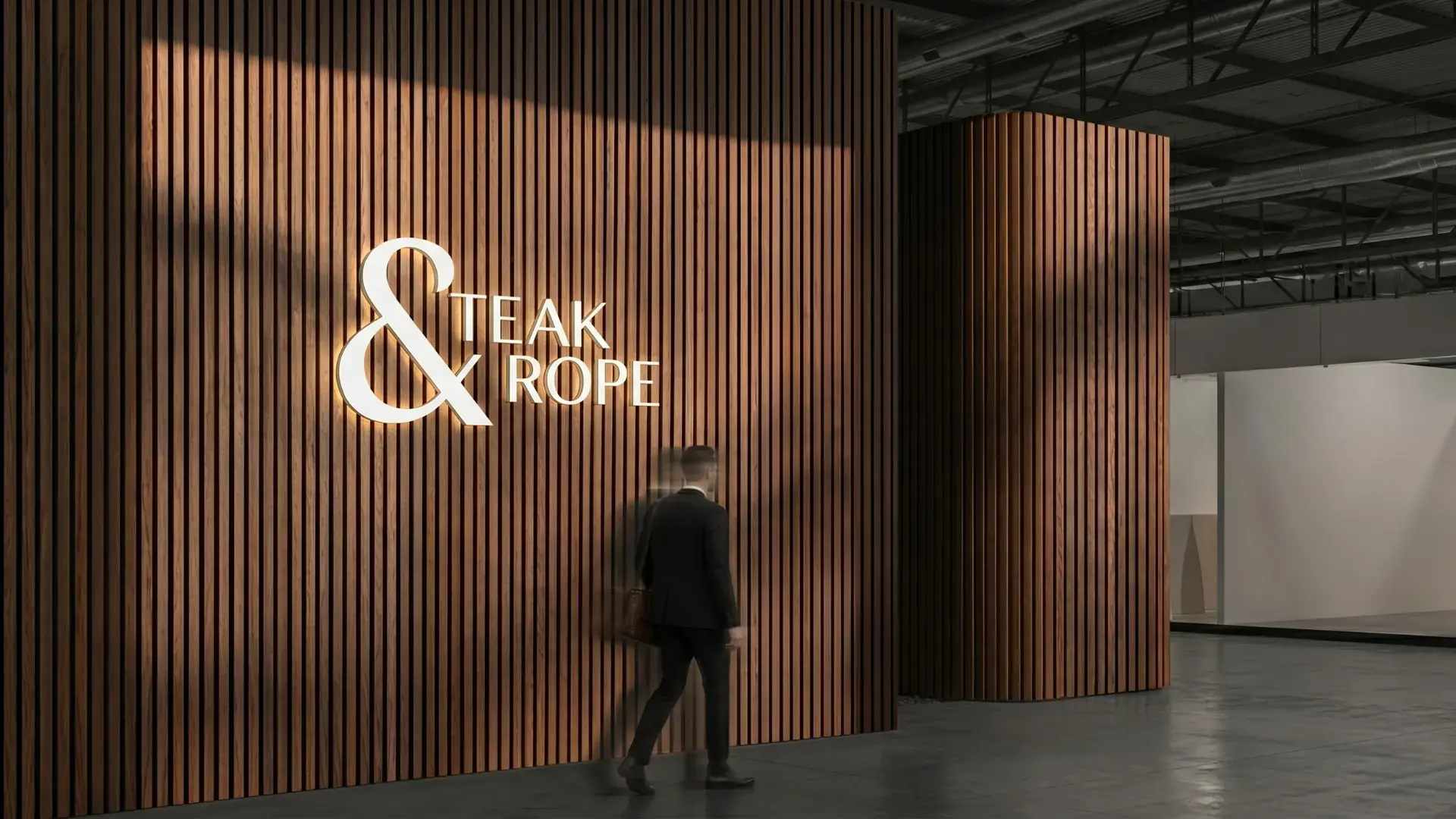 Teak & Rope showroom brand wall